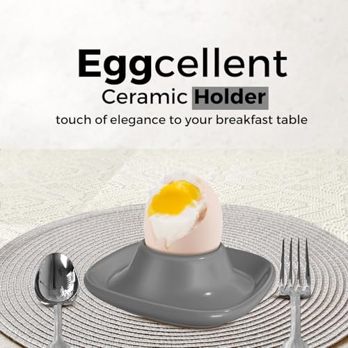Soft Boiled Egg Cups (4 Pack / Square Style, Gray)