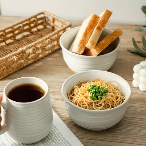 Ceramic Soup Bowls Set of 6 (White / 20 Ounce)