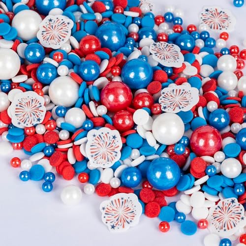 Edible Red White Blue Confetti Sprinkles (Patriotic Mix)