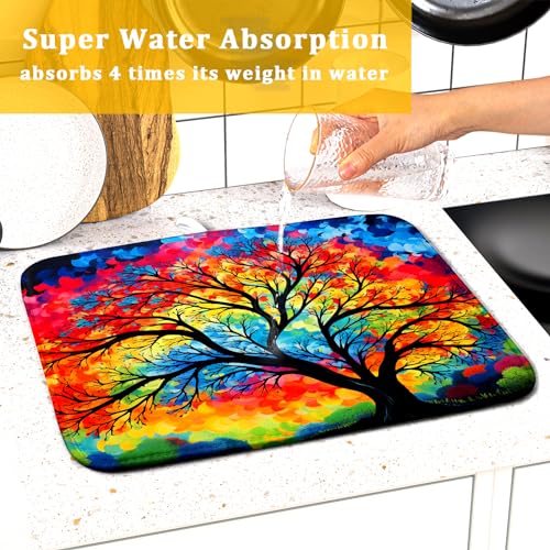 Microfiber Drying Mat Kitchen Counter (DMS918TreeS / 18" x 16")