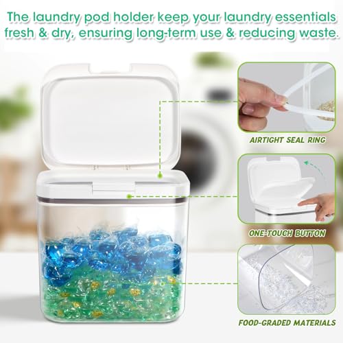 2 Pack Laundry Pods Container with One (2.1Qt+2.9Qt -Rectangle)