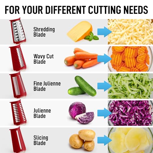 Rotary Cheese Grater Manual Hand Crank 5 Blade Shredder