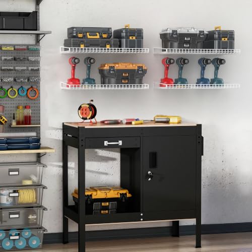 Wall Mounted Storage Shelf for Garage (White)