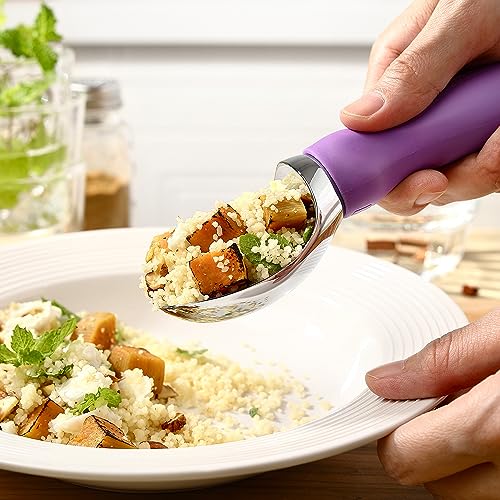 Heavy Duty Metal Ice Cream Scoop with Soft Grip Handle