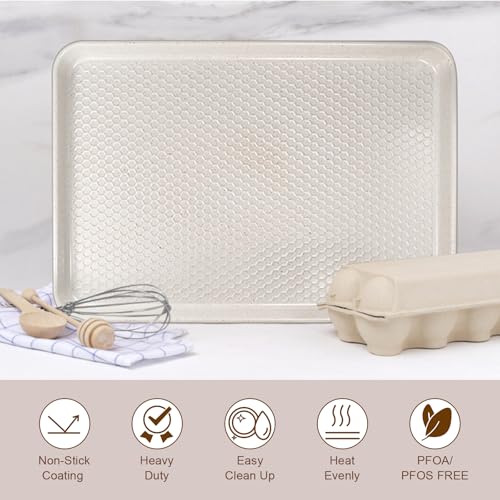 Baking Sheet Pan Set of 2 (17.5x12x1 inch Set / Textured White)