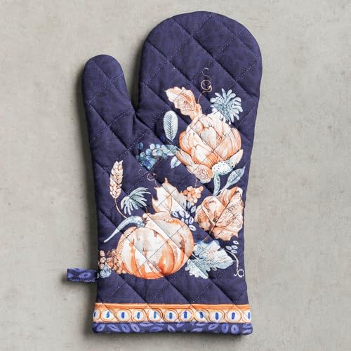 Maison d'Hermine Oven Gloves 100% Cotton Oven Mitt (072 - Pumpkin Blues / 7.5" x 13" (Oven Mitt))
