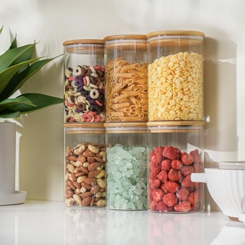 32oz 1Qt Round Glass Storage Containers with Lids 6 (32oz*6)