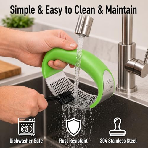 Stainless Steel Garlic Press Rocker Set (Green)