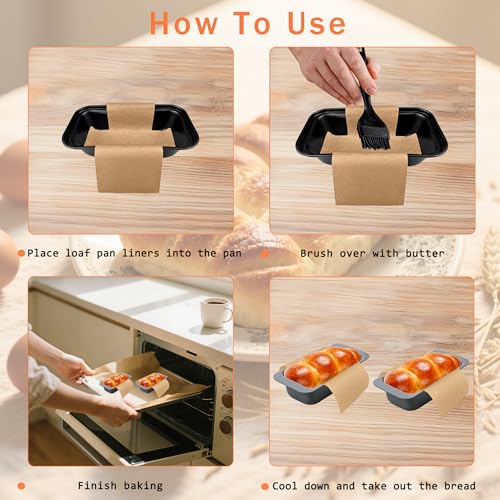 100 Pcs Mini Loaf Pan Liners for Baking Bread Pans 6x3 in Parchment (6.12*3.3 inch)