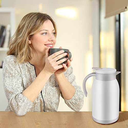 Stainless Steel Thermal Coffee Carafe Dispenser (40oz,White / 40 Ounces)