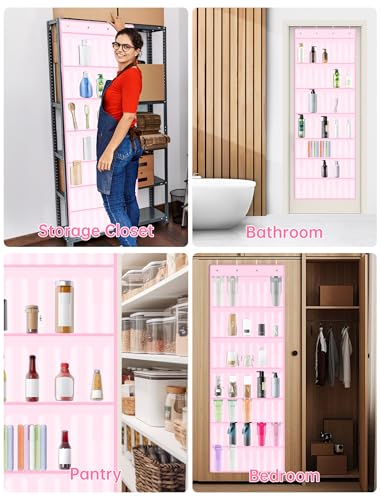 35 Pocket Door Hanging Cup Organizer Fit for Stanley Tumbler 30 40oz (75.2'' x 24.4" / Pink (Upgraded))
