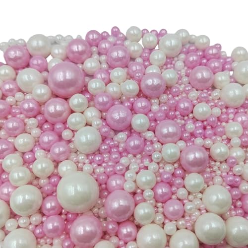 Edible White Pink Sugar Pearls Candy Sprinkles 120G (White Pink)