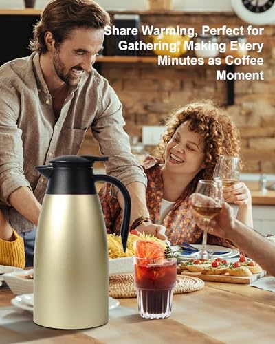 70 OZ Updated Thermal Coffee Carafe for keeping hot (Gold / 2× 70 Ounces)
