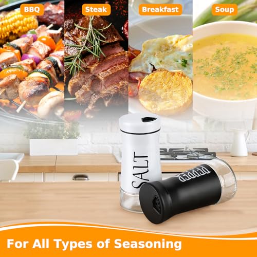 Salt and Pepper Shakers with Adjustable Pour Hole (Black+White)