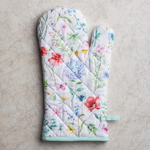 Maison d'Hermine Oven Gloves 100% Cotton Oven Mitt (031 - Just Floral / 7.5" x 13" (Oven Mitt))
