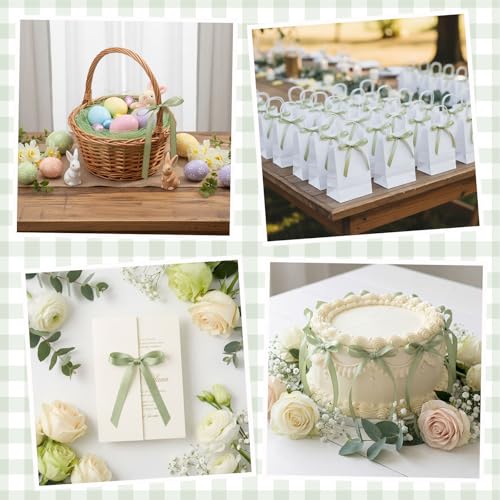 30 Pack Sage Green Bow Cake Toppers Ribbon Bows for Cake (Sage Green)
