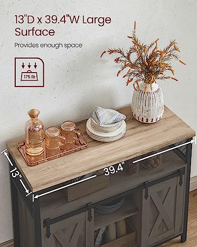 Buffet Cabinet (Without Power Outlet and Light / 13"D x 39.4"W x 31.5"H / Camel Brown + Ink Black)