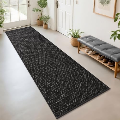 Hallway Runner Rugs Non (Black / 2'7"x10')