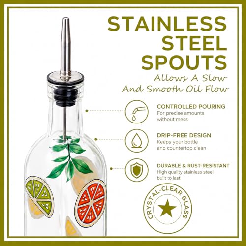 17oz Hand Painted Glass Olive Oil Bottle (eggplant)