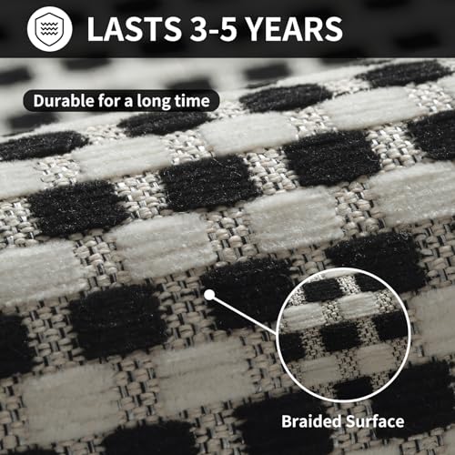 Long Kitchen Runner Rugs Kitchen Mat Non Slip Washable Black 17"x71" (Black / 17"x71")