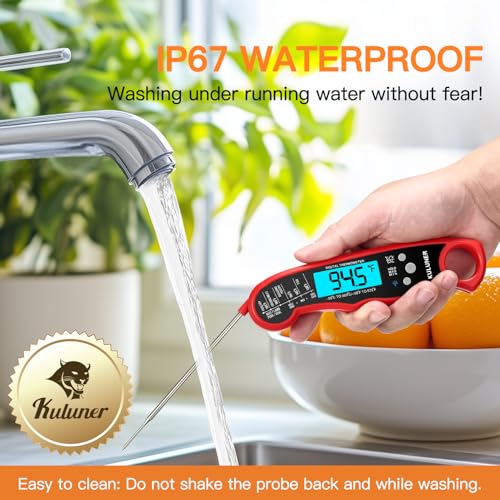 Digital Instant Read Meat Thermometer for Cooking (Red)