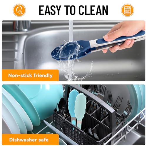 Silicone Kitchen Tongs for Cooking (Gradient Blue)