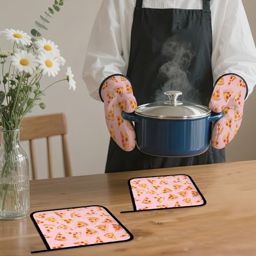Cute Pizza Oven Mitts and Pot Holders (4 Count)