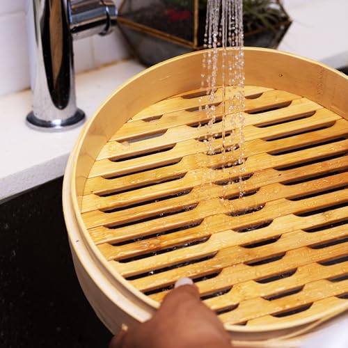 2 Tier Bamboo Steamer Baskets (10 inch - bamboo)