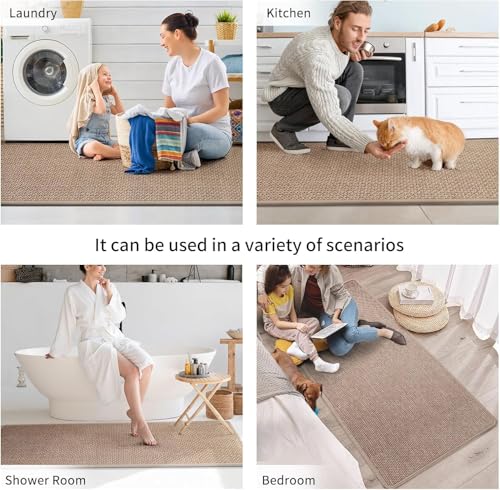 Extra Long Kitchen Runner Rugs Kitchen Mat Non Slip Brown 17"x95" (11 Sq Ft)