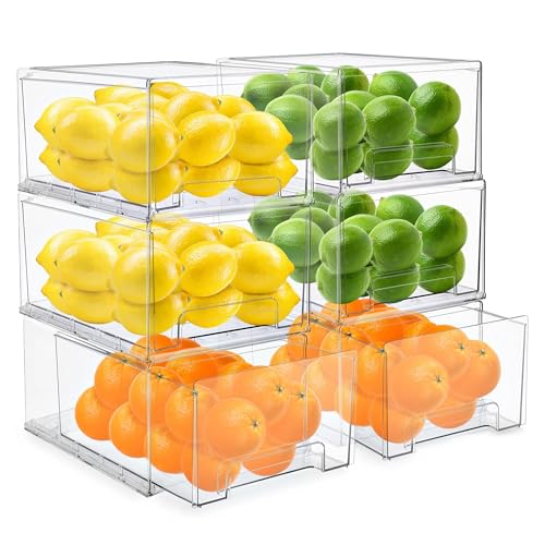 Clear Storage Drawers for Refrigerator (6 Pack / Large)