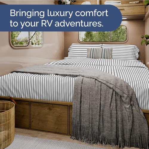 Short Queen Size 4 Piece Bed Sheet Set (45 - Grey Stripes 2 / Short Queen)