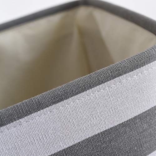 Extra Large Cube Storage Bins Baskets for Organizing (Grey&White Stripes / 3PCS/Large Cube - 16L×12W×12H)