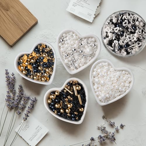 Black and White Heart Sprinkles for Cake Decorating 4.23ounce (4.23 Ounce)