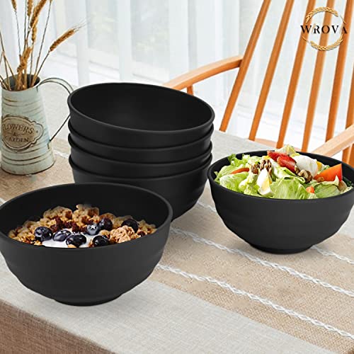 Wheat Straw Bowls Set 60 OZ Unbreakable Large Cereal Bowls Set of 6 Microwave and Dishwasher Safe Bowls Big Bowls for Camping and Picnic BPA Free Soup Bowl for Serving Oatmeal and Salad. Black (60 oz / Black)