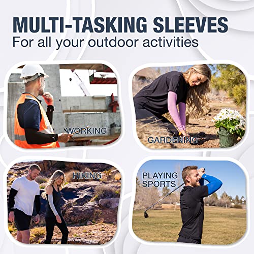 Cooling Arm Sleeves for Men & Women (1 Pair: Dark Blue / One Size)