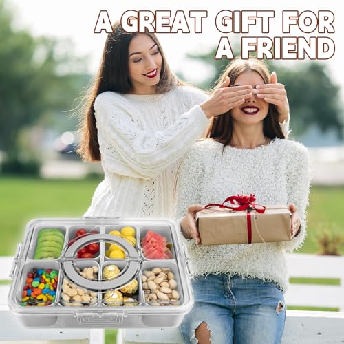 Divided Serving Tray with Lid and Handle (1pcs-serving-tray-grey)