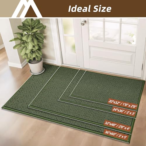 Dirt Trapper Door Mat 24"x36" Non Slip Washable Green (Green / 24" x 36")