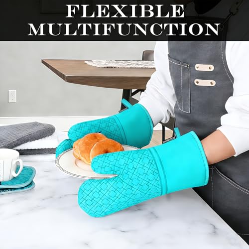 Oven Mitts and Pot Holders Sets 6pcs (Ice Blue)