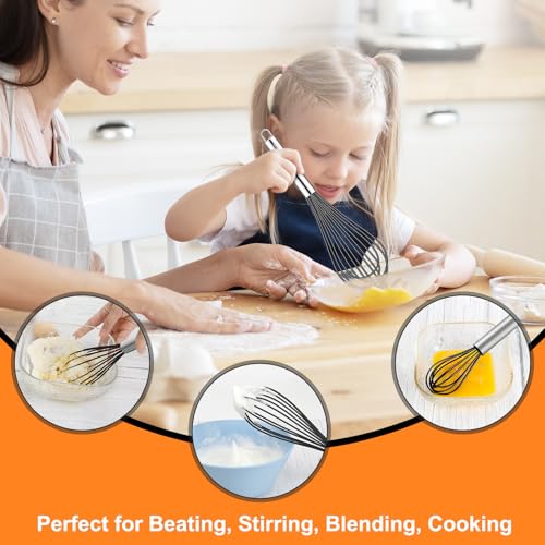 4 Pieces Silicone Whisks Set (Black,Silver)