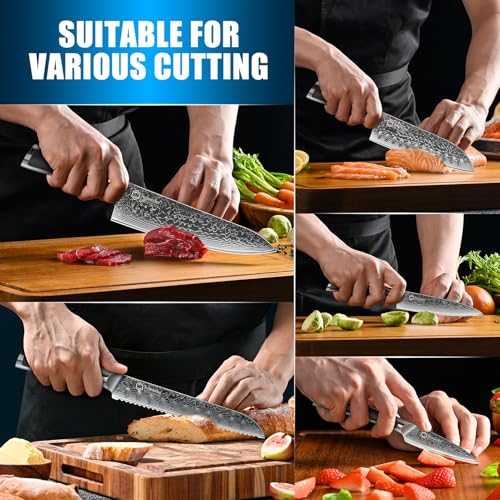 Damascus Kitchen Knife Set 5 Piece (Set of 5)