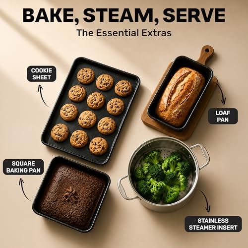 20 Pc Complete Pots and Pans Set Non Stick Cookware Set with Saute Pan