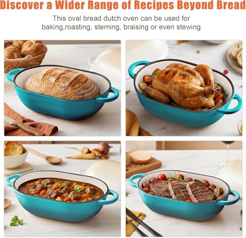 2.5 QT Enameled Cast Iron Sourdough Bread Oven (BlueGreen / 2.5 QT)