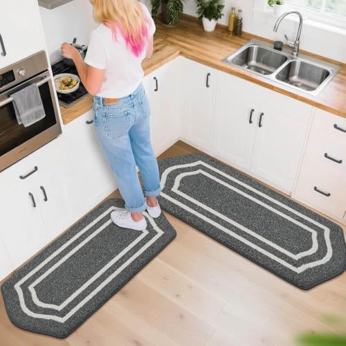 Long Kitchen Floor Mats and Rugs 2PCS Nonslip Washable