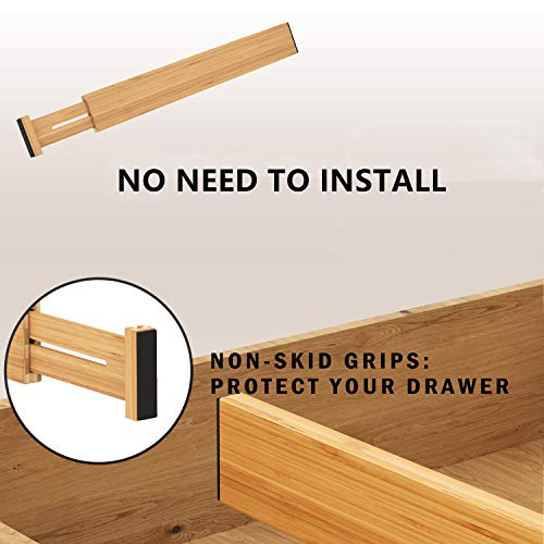 Bamboo Expandable Drawer Dividers (Natural / 2''H, 16.65''-22''L)