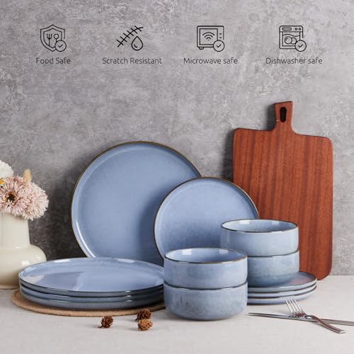 24 Piece Reactive Glaze Dinnerware Sets (Ocean Blue / Service for 8)