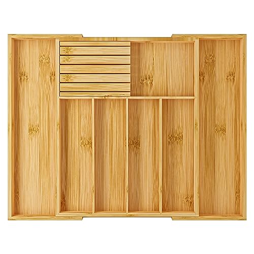 Silverware Organizer with Removable Knife Block (Yellow)