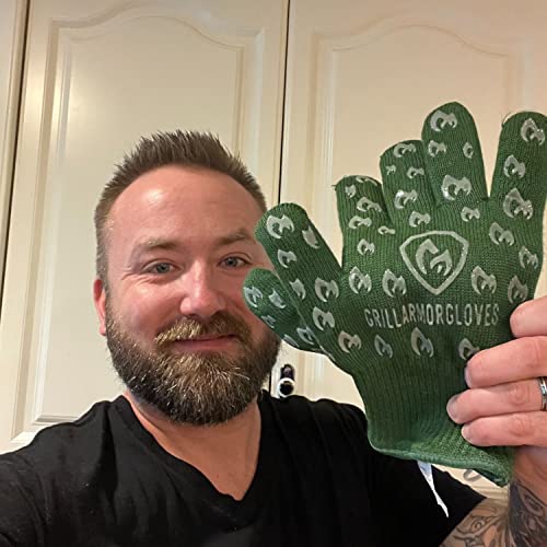 Grill Armor Oven Gloves with Fingers (One Size Fits Most Standard Cuff / Green Glow in the Dark)