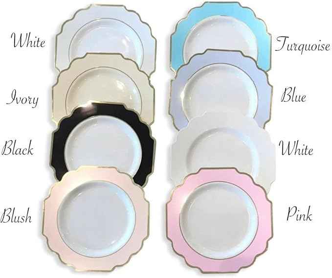 " OCCASIONS " 200 Piece set (25 Guests)-Wedding Plastic Plates & cutlery -Disposable heavyweight Dinnerware 10.5'', 8'' + Silverware + Cups + Napkins (Imperial White & Gold)