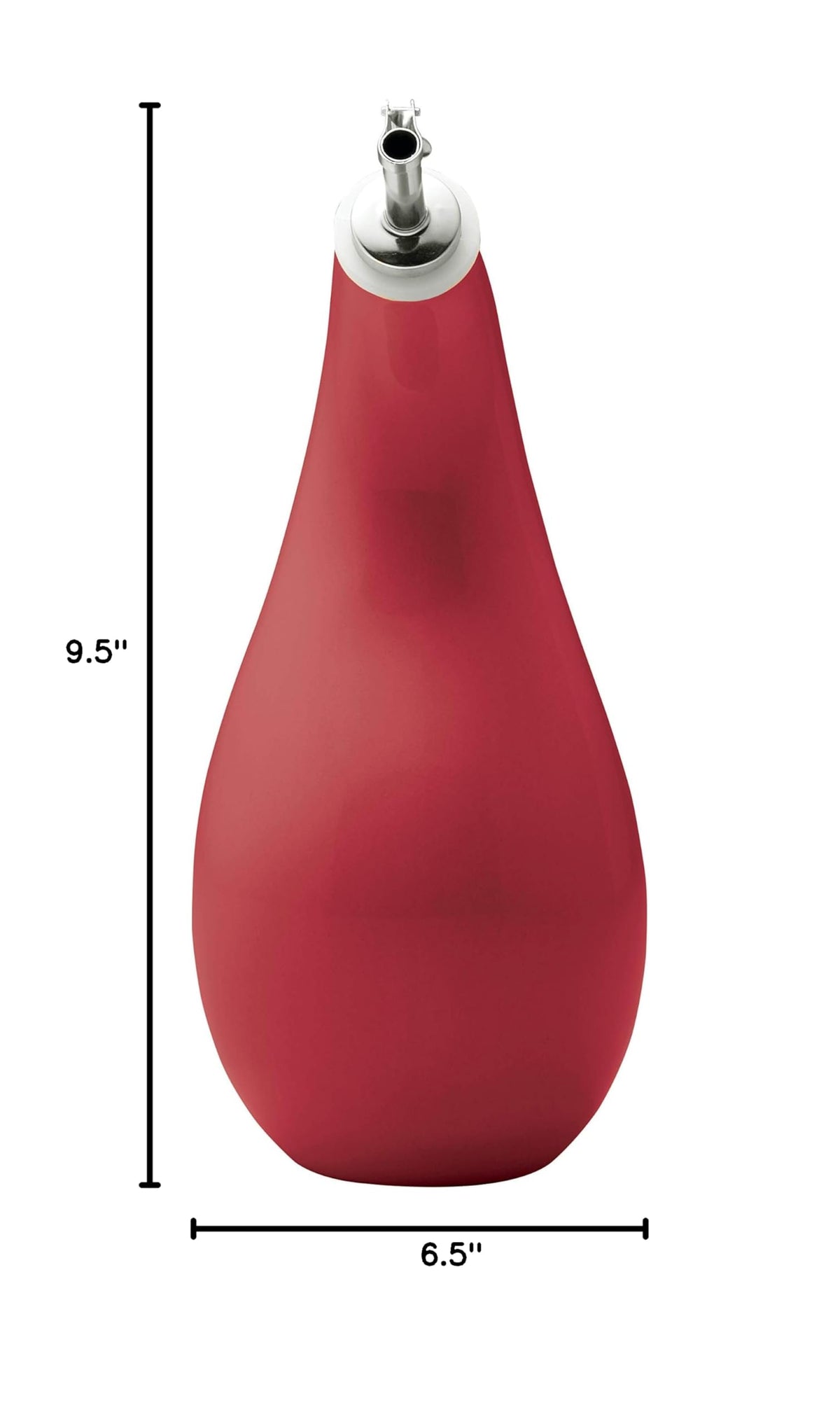 Solid Glaze Ceramics EVOO Olive Oil Bottle Dispenser with Spout (Red / 24 Ounces)
