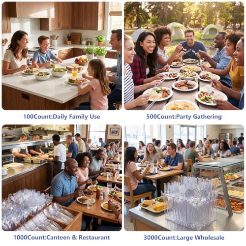 1000 Count Clear Plastic Silverware Heavy Duty (Clear)